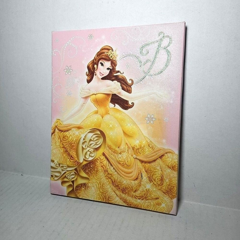 Disney Princess Belle Yellow Gown Small Pink Canvas